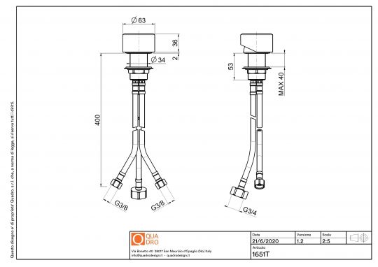 Рычаг смесителя встраиваемого в стену Quadro design Stereo 16 51T схема 5