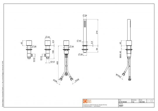 Смеситель на борт ванны Quadro design Stereo 16 97 без излива схема 2 Смеситель на борт ванны Quadro design Stereo 16 97 без излива схема 2