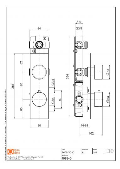Термостатический смеситель Quadro design Stereo 16 88.0 AS на два отверстия схема 5 Термостатический смеситель Quadro design Stereo 16 88.0 AS на два отверстия схема 5