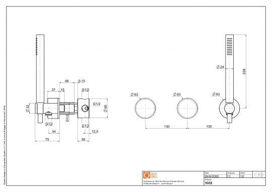 Смеситель для душа Quadro design Stereo 16 68 на три отверстия схема 7