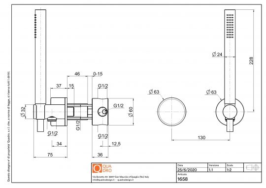 Смеситель для душа Quadro design Stereo 16 58 встраиваемый схема 5
