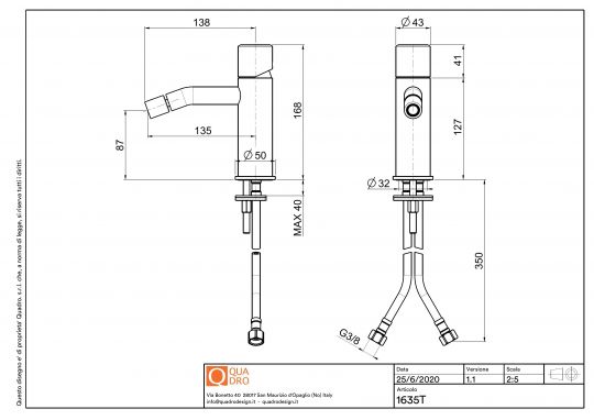 Смеситель для биде Quadro design Stereo 16 35T схема 5