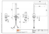 Смеситель для раковины Quadro design Stereo 16 08V AS три отверстия высокий схема 2