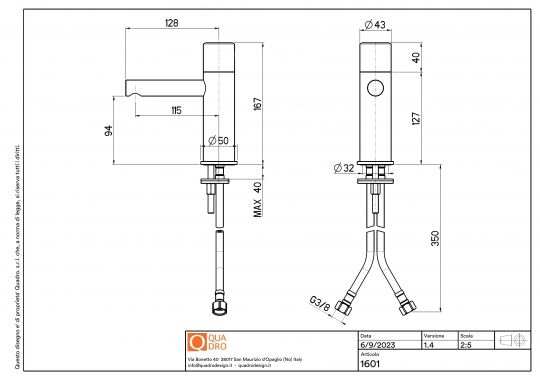 Смеситель для раковины Quadro design Stereo 16 01 AS схема 4
