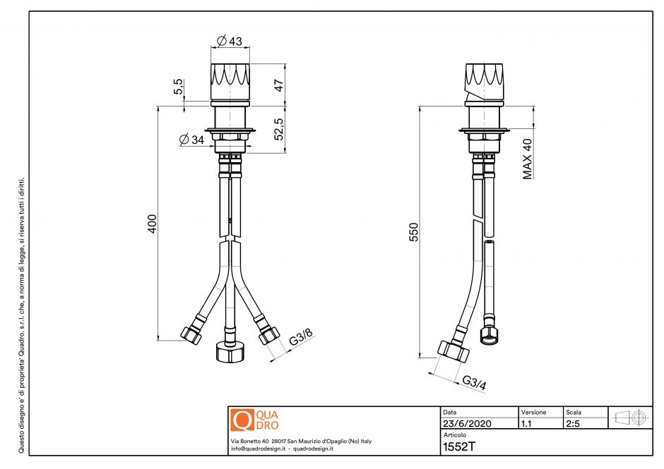 Рычаг смесителя встраиваемого в столешницу Quadro design HB 15 52T AS ФОТО
