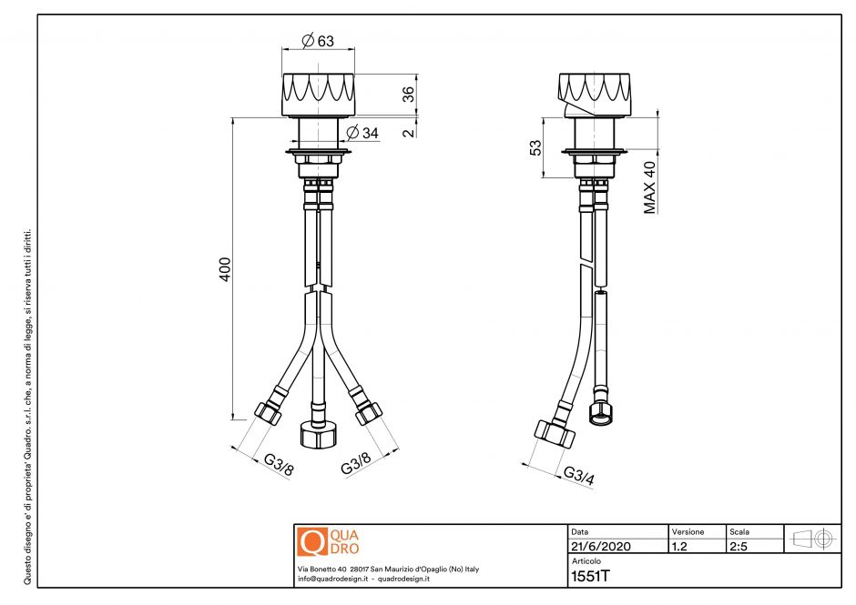 Рычаг смесителя встраиваемого в столешницу Quadro design HB 15 51T AS ФОТО