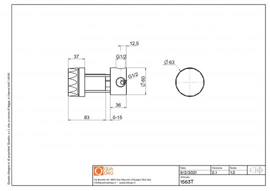Рычаг смесителя встраиваемого в стену Quadro design HB 15 63T AS схема 2