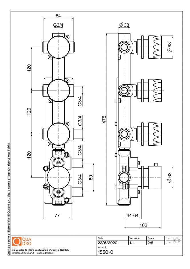 Термостатический смеситель Quadro design HB 15 50.0 AS три запорных крана ФОТО