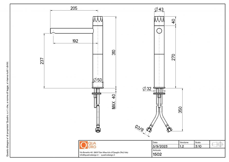 Смеситель для раковины Quadro design HB 15 02 AS высокий ФОТО