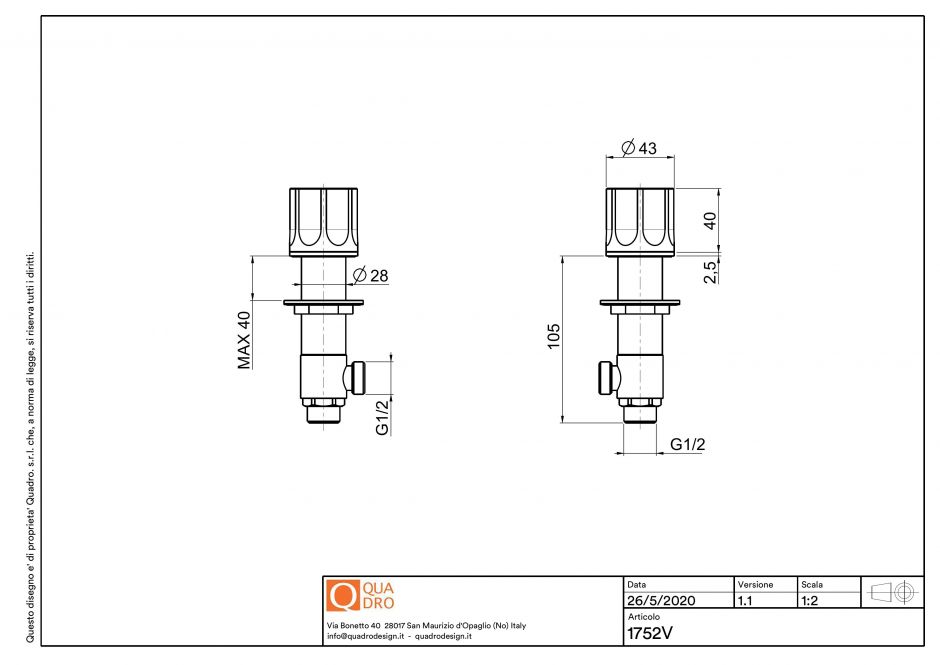Вентили встраиваемого смесителя Quadro design Modo 17 52V AS ФОТО