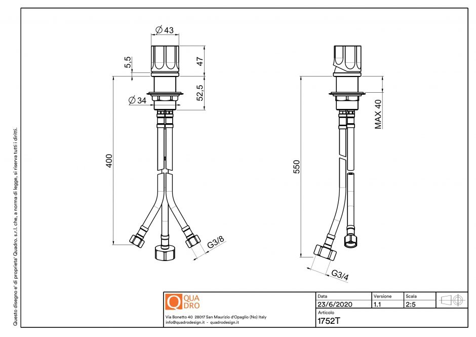Рычаг смесителя встраиваемого в столешницу Quadro design Modo 17 52T AS ФОТО