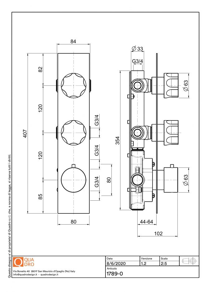 Термостатический смеситель Quadro design Modo 17 89.0 на три отверстия ФОТО