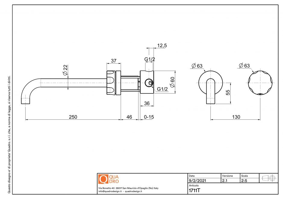 Смеситель для раковины Quadro design Modo 17 11T встраиваемый ФОТО