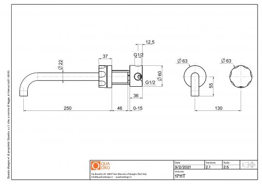 Смеситель для раковины Quadro design Modo 17 11T встраиваемый схема 5
