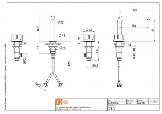 Смеситель для раковины Quadro design Modo 17 31V настольный монтаж схема 5