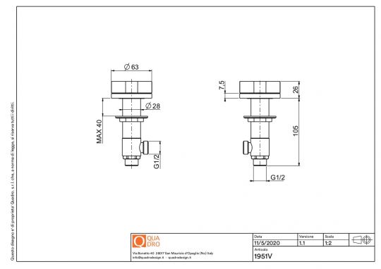 Вентили встраиваемого в столешницу смесителя Quadro design Valvola01 19 51V схема 5 Вентили встраиваемого в столешницу смесителя Quadro design Valvola01 19 51V схема 5