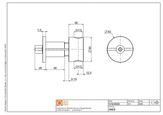 Двусторонний настенный дивертор Quadro design Valvola01 19 64 схема 5