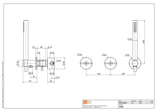 Смеситель для душа Quadro design Valvola01 19 68 на три отверстия схема 6