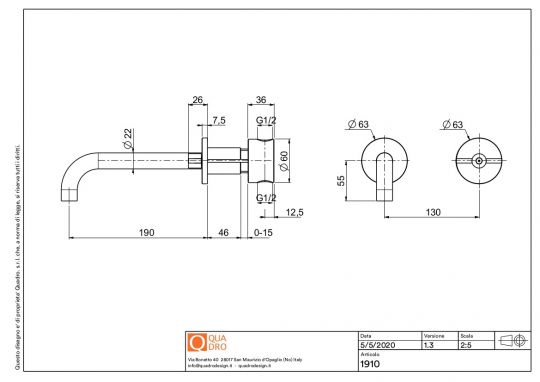 Смеситель для раковины Quadro design Valvola01 19 10 встраиваемый схема 9