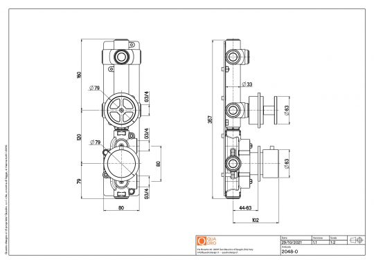 Термостатический смеситель Quadro design Valvola02 20 48.0.00 с 1 запорным краном схема 5 Термостатический смеситель Quadro design Valvola02 20 48.0.00 с 1 запорным краном схема 5