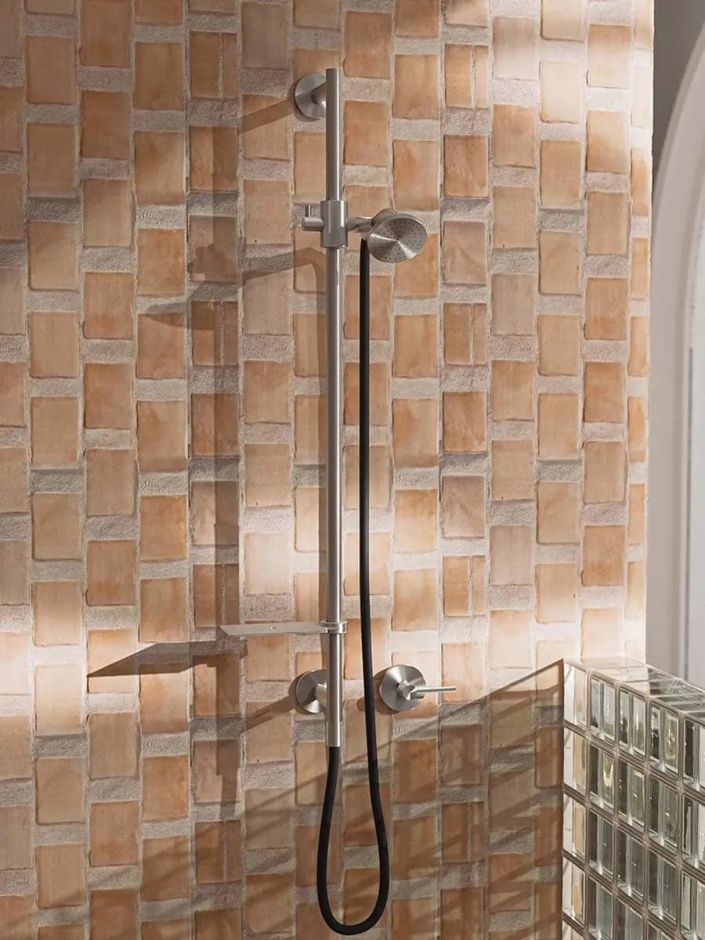 Душевой гарнитур Quadro design TS21.00 AS 80 мм сталь брашированная ФОТО