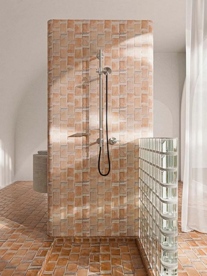 Душевой гарнитур Quadro design TS21.00 AS 80 мм сталь брашированная ФОТО