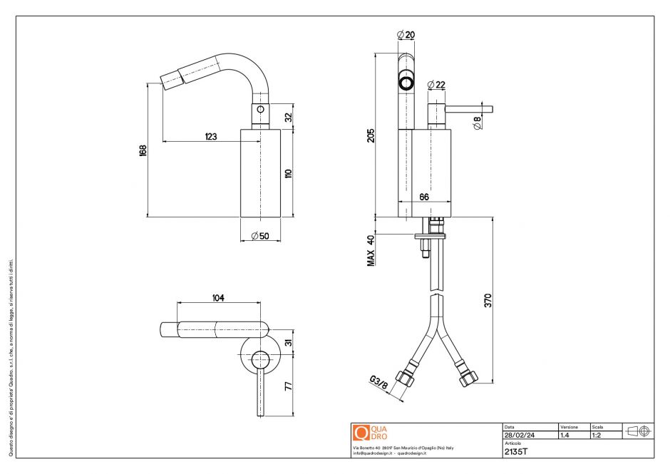 Смеситель для биде Quadro design FFQT 21 35T ФОТО