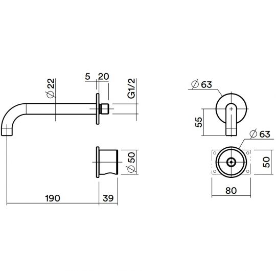 Смеситель для раковины Quadro design Sense BC004S.00.00 AS встраиваемый сенсорный схема 3