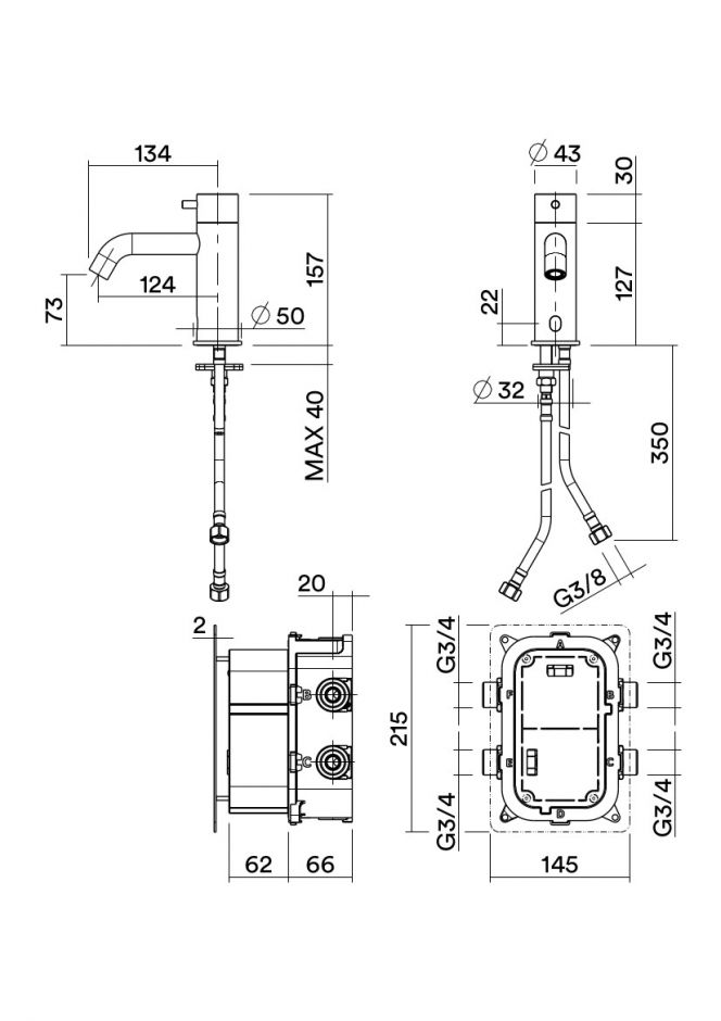 Смеситель для раковины Quadro design Sense 12 01S.22.00 + IN1002P AS сенсорный ФОТО