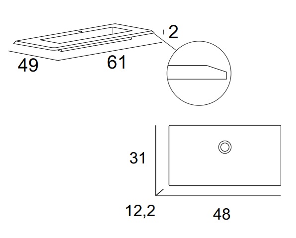 Раковина мебельная из искусственного мрамора Cezares 50352 61х49х14 ФОТО
