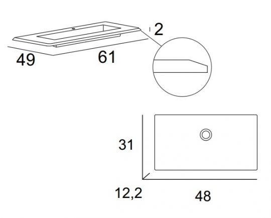 Раковина мебельная из искусственного мрамора Cezares 50352 61х49х14 схема 2