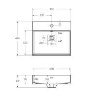 Раковина мебельная из искусственного мрамора Cezares 51х45х11,5 схема 2