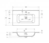 Керамическая раковина мебельная Cezares с чашей в центре, глубина 46см CZR-8095 схема 6 Керамическая раковина мебельная Cezares с чашей в центре, глубина 46см CZR-8095 схема 6
