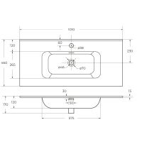 Керамическая раковина мебельная Cezares с чашей в центре, глубина 46см CZR-8095 схема 10 Керамическая раковина мебельная Cezares с чашей в центре, глубина 46см CZR-8095 схема 10