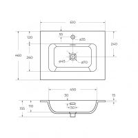 Керамическая раковина мебельная Cezares 61х46х15,5 схема 2