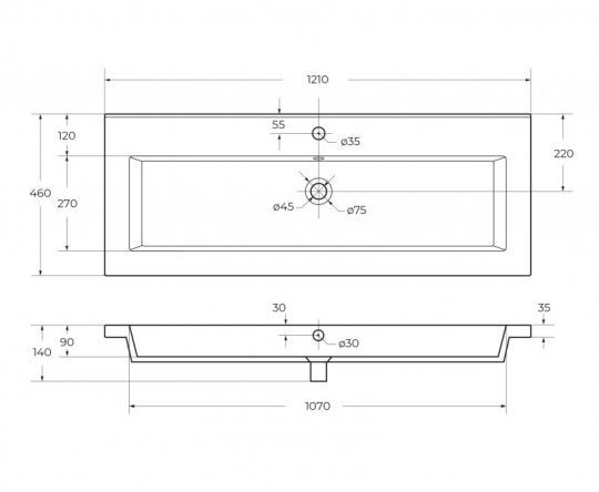 Керамическая раковина Cezares PLANE CZR-8070 схема 4