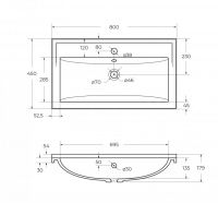 Раковина из искусственного мрамора Cezares GIUBILEO-N 80х45 схема 2