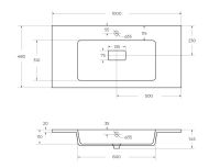 Раковина из искусственного мрамора Cezares SLIDER 100х48 схема 2