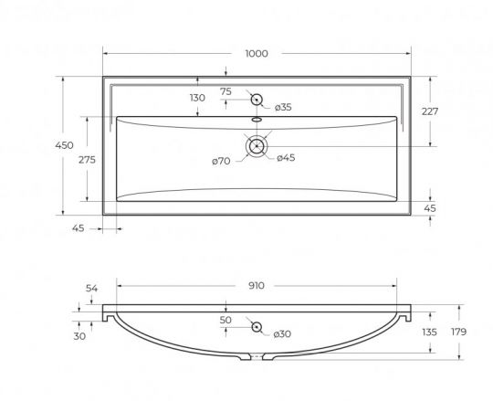 Раковина Cezares GIUBILEO-N из искусственного мрамора схема 2