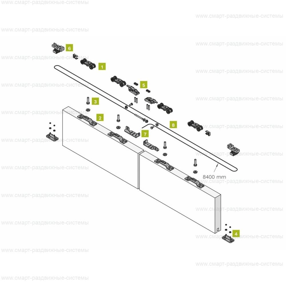Комплект фурнитуры Krona Koblenz 0550-50/80/120 для 2-х деревянных дверей до 50/80/120 кг.