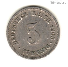 Германия 5 пфеннигов 1905 F