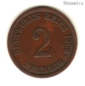 Германия 2 пфеннига 1906 Е