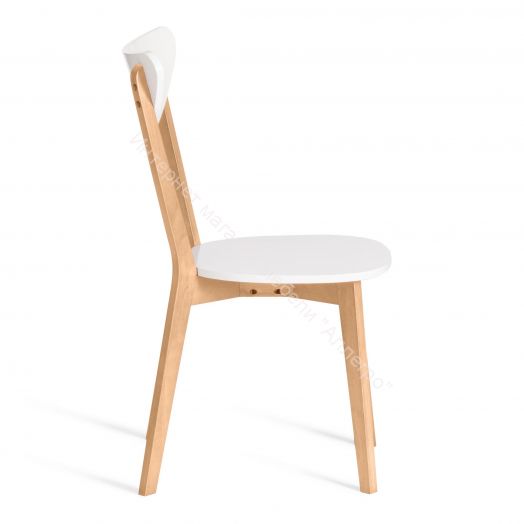 Стул жесткое сиденье MAXI (Макси) каркас бук, сиденье, спинка - мдф, 86 х 48.5 х 54.5 см, Белый+Натуральный (Бук)