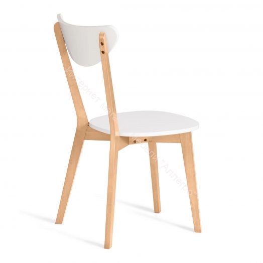 Стул жесткое сиденье MAXI (Макси) каркас бук, сиденье, спинка - мдф, 86 х 48.5 х 54.5 см, Белый+Натуральный (Бук)