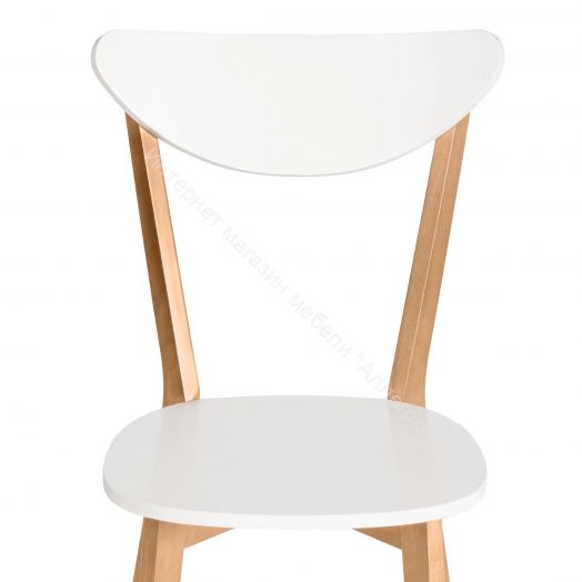 Стул жесткое сиденье MAXI (Макси) каркас бук, сиденье, спинка - мдф, 86 х 48.5 х 54.5 см, Белый+Натуральный (Бук)