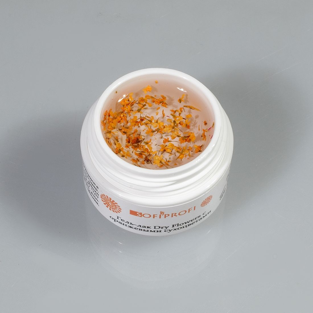 Гель-лак Dry Flowers  с оранжевыми сухоцветами, арт. 010,  5 мл   SOFIPROFI