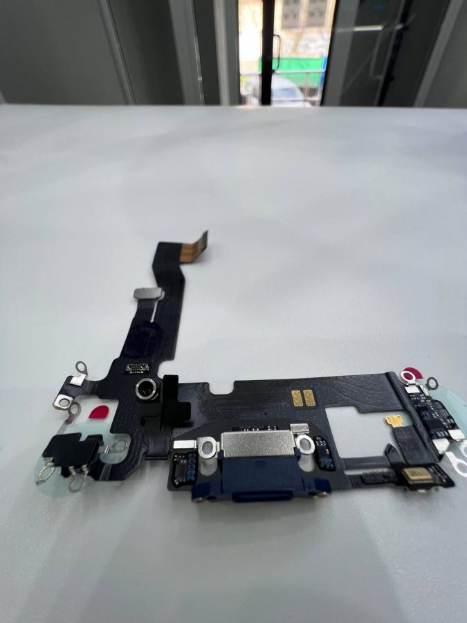 Apple iPhone 12 нижний шлейф с разъёмом зарядки оригинал с разбора (снятый) синий