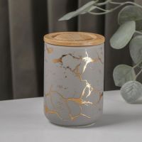 Банка для хранения сыпучих продуктов Gold, 350 мл, 8?12 см, керамическая, цвет серый