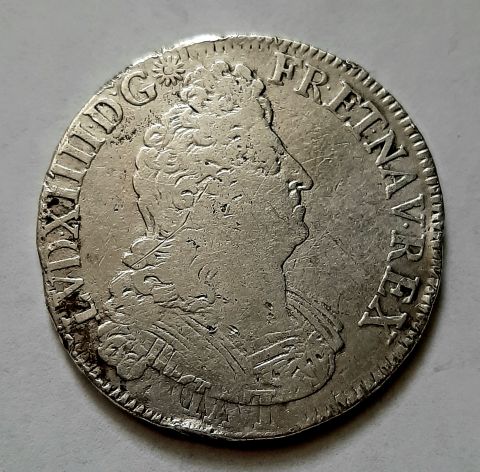1 экю 1704 Франция Редкость XF Перечекан