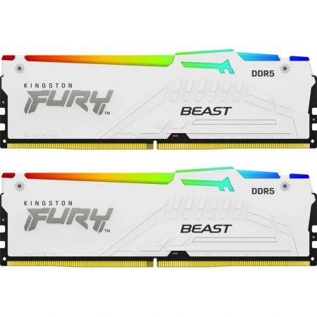 Модуль памяти DDR5 32Gb (2x16Gb Kit) Kingston 5200 Fury Beast White RGB KF552C40BWAK2-32